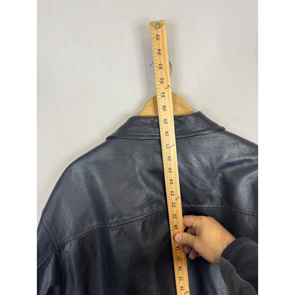 Vintage 90s Gap Mens XL Black Genuine Leather Jacket Quilted Lined Bomber - Picture 13 of 15